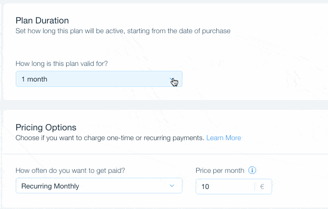 wix paid plans settings