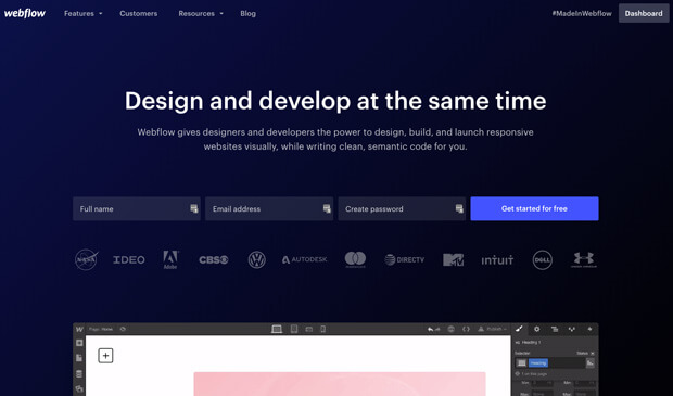 webflow homepage