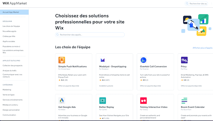 app market Wix