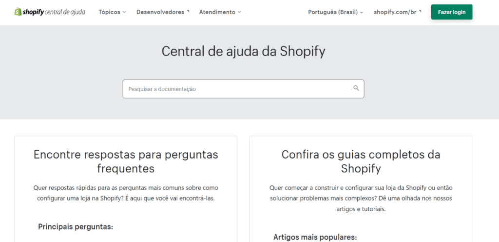 central ajuda shopify