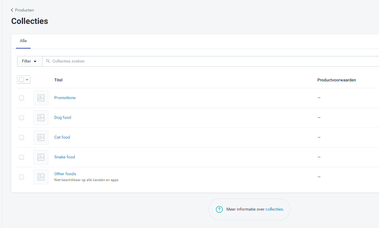 Collecties Shopify