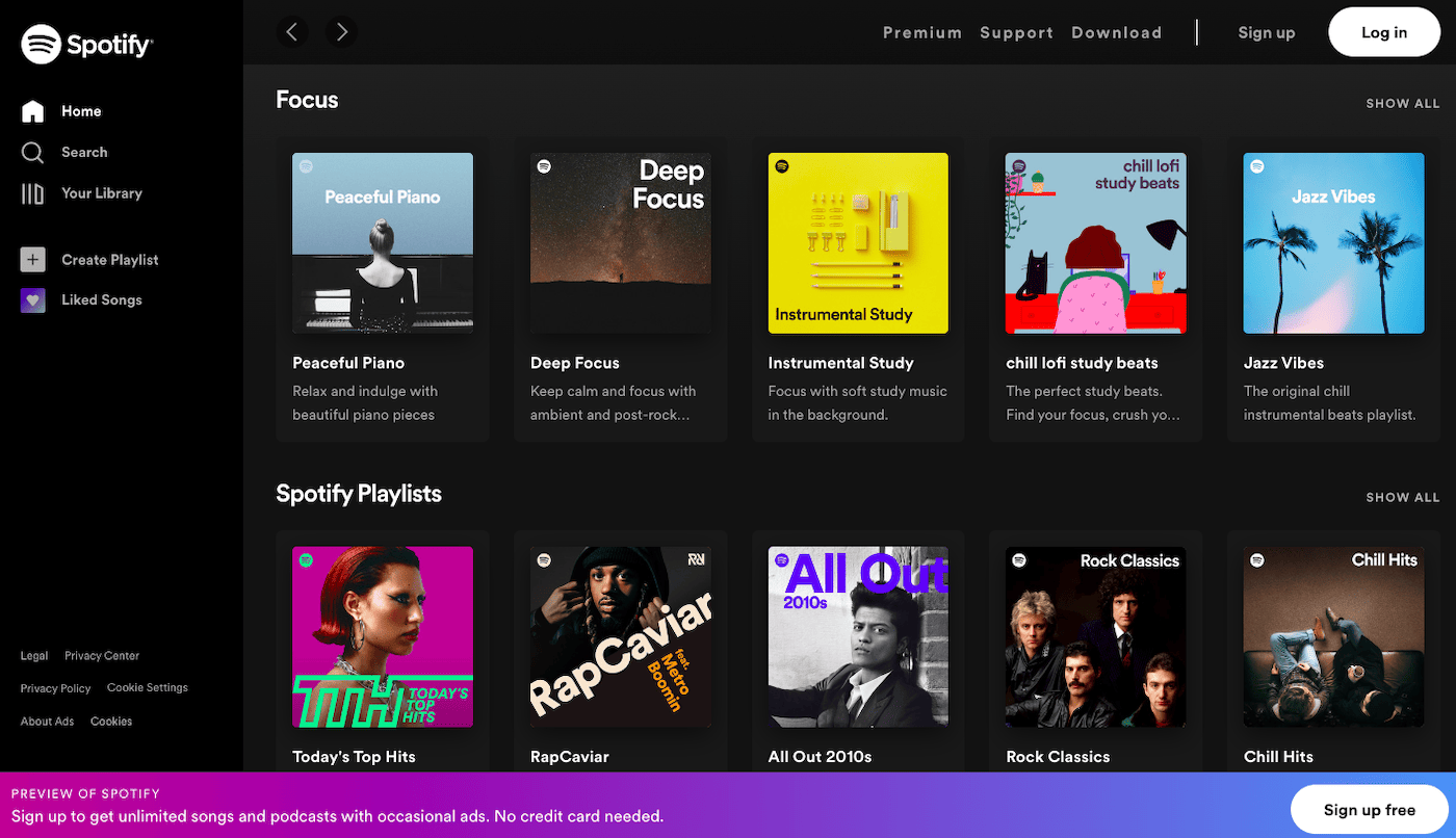 custom built site - spotify