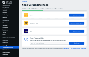 ecwid versandmethode