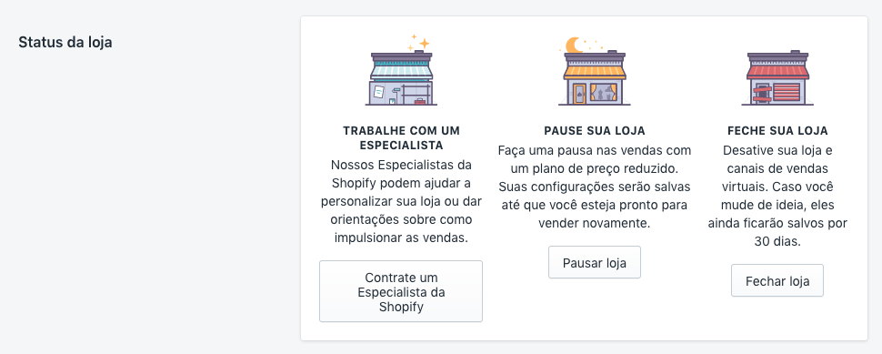 fechar loja shopify