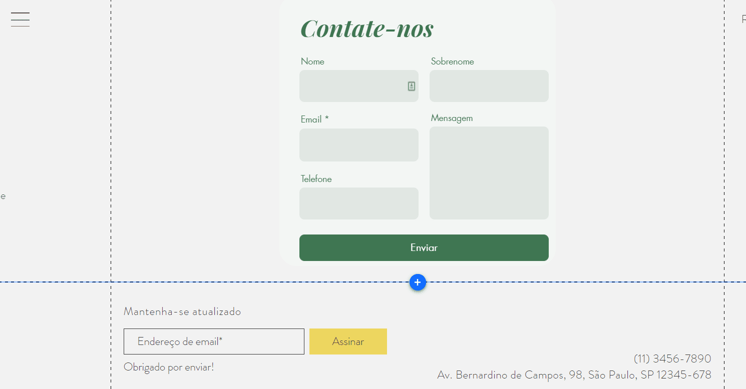 formulário de contato wix