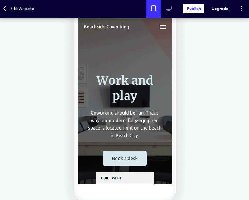 jimdo mobile preview