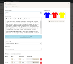 JouwWeb Webwinkel - Producten bewerken