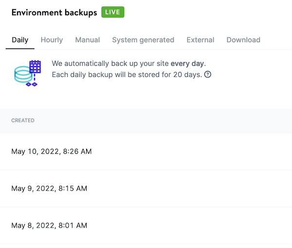 kinsta backups