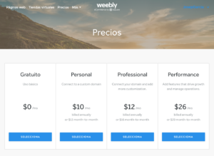 precios Weebly