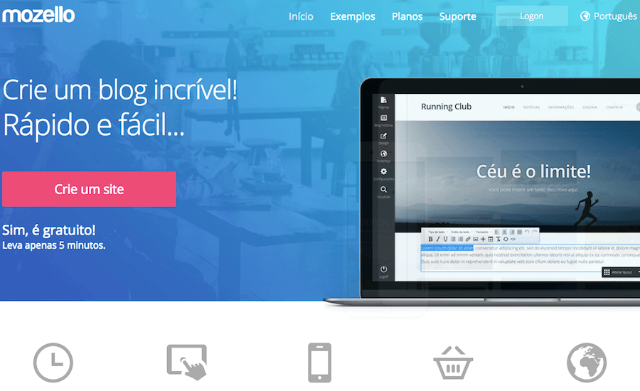 mozello criar site gratis