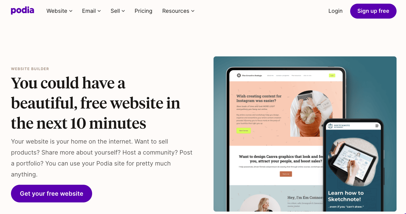 podia website builder
