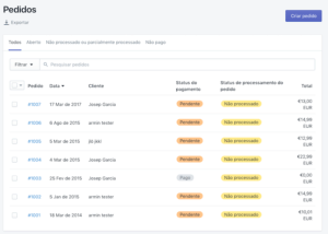 Panorama de Pedido do Shopify