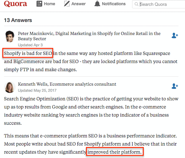 shopify seo good or bad community answers