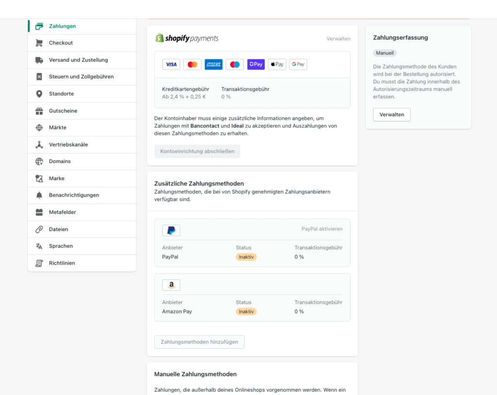 shopify zahlungen annehmen