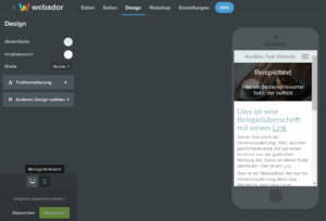 webador mobile ansicht