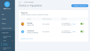 Wix ecommerce gestión de envíos