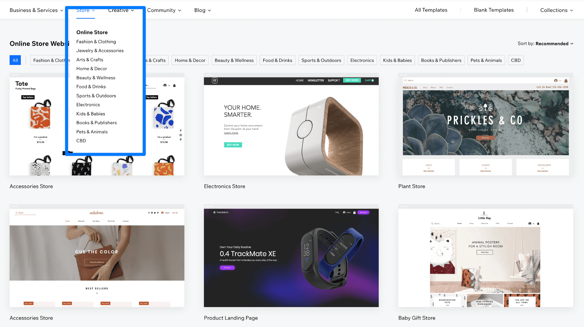 wix ecommerce templates