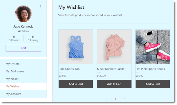 Wix ecommerce wishlists