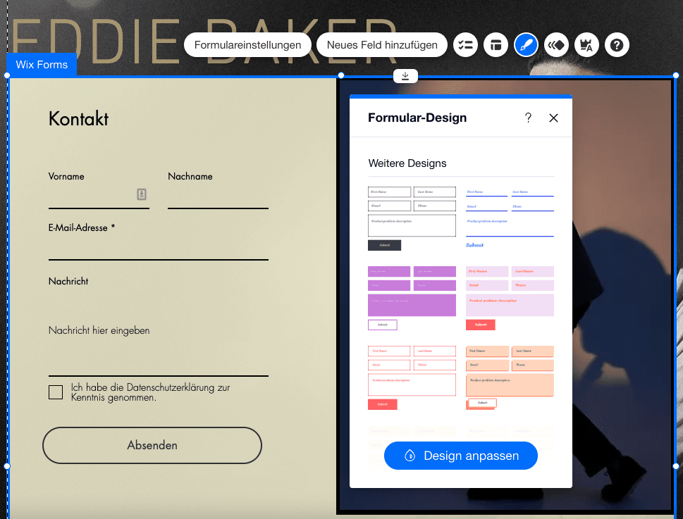 wix editor formular design