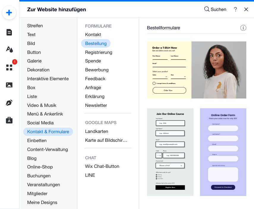 wix editor kontaktformular