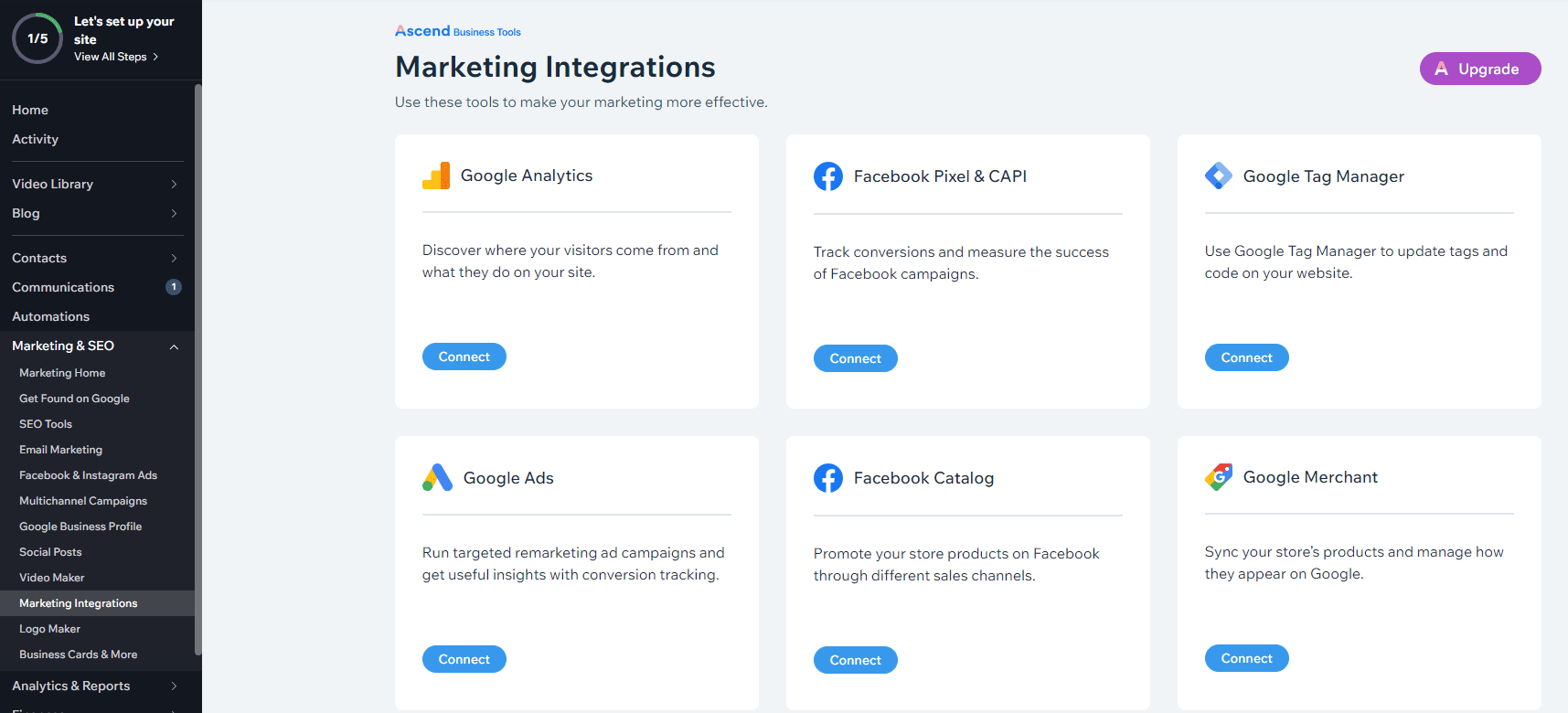 wix fonctionnalités marketing