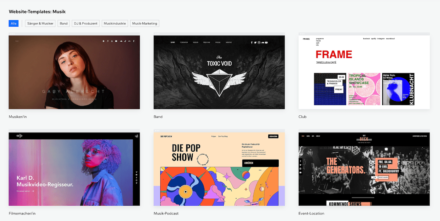 wix musik templates