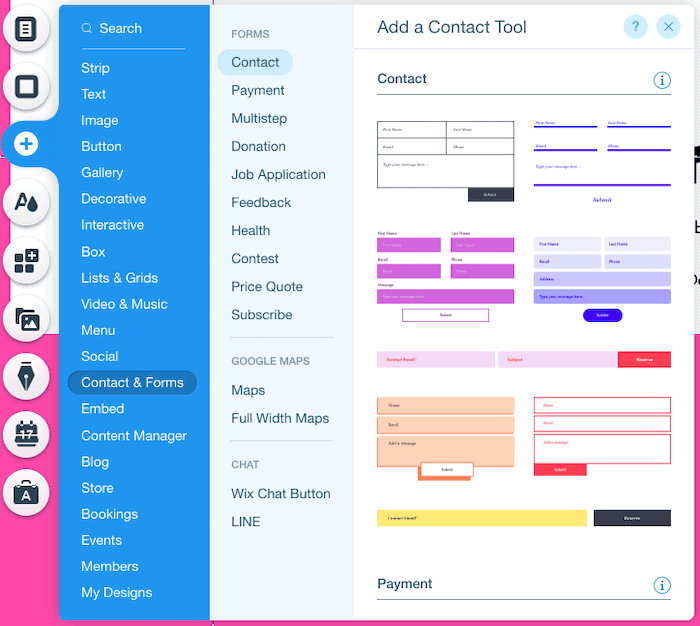 wix portfolio contact forms