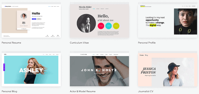 wix portfolio personal templates