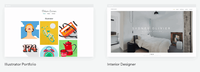 wix portfolio template names