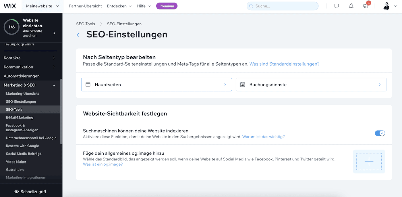 wix seo einstellungen