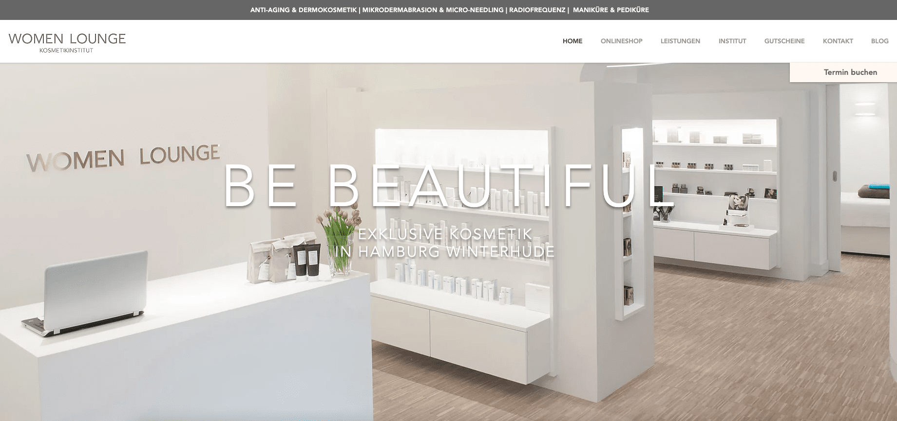 wix website beispiel women lounge kosmetik