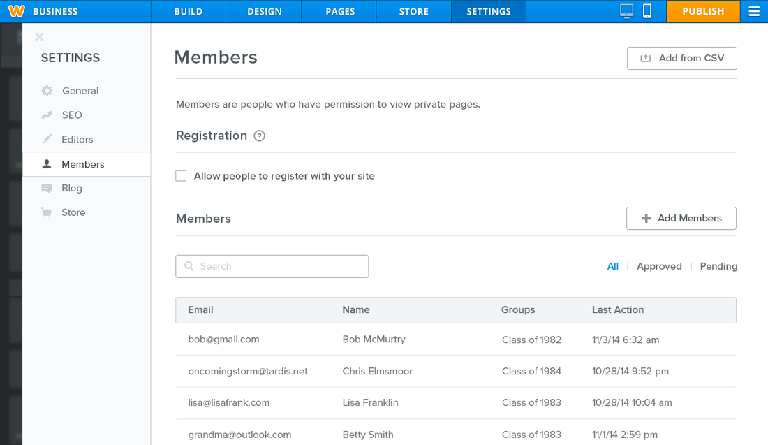 weebly membership backend